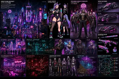 Anime Neon Night District Worldbuilding Prompt