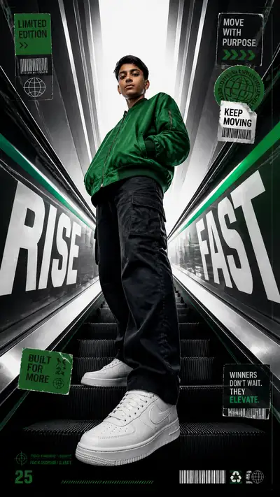 Sports-Fashion Editorial Escalator Poster