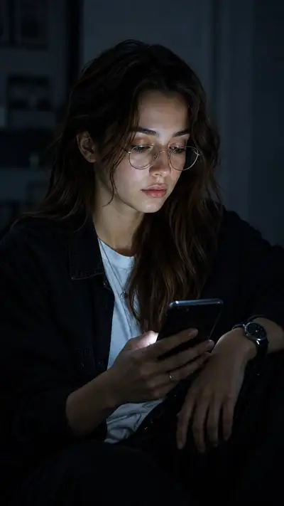 Cinematic Portrait of Woman with Smartphone