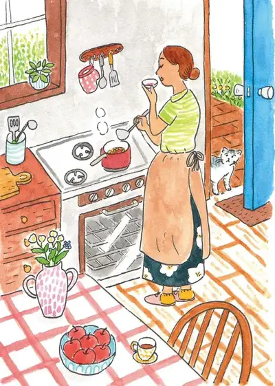 Cozy vintage storybook watercolor illustration
