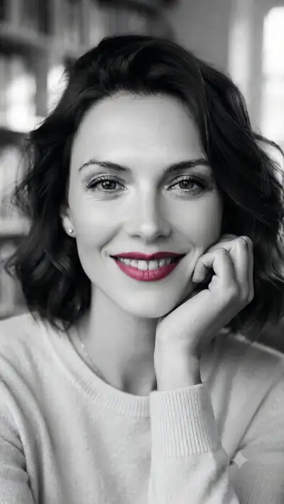 Monochrome Portrait with Pink Lips
