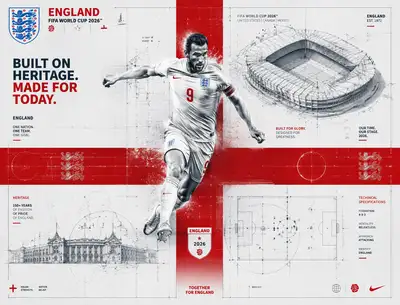 England World Cup 2026 blueprint poster with St George cross