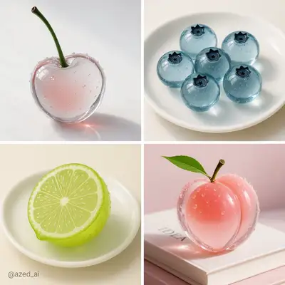 Hyperrealistic Crystal Fruit 3D Render
