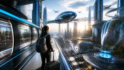 Futuristic Maglev-to-Hyperloop Travel Concept Art