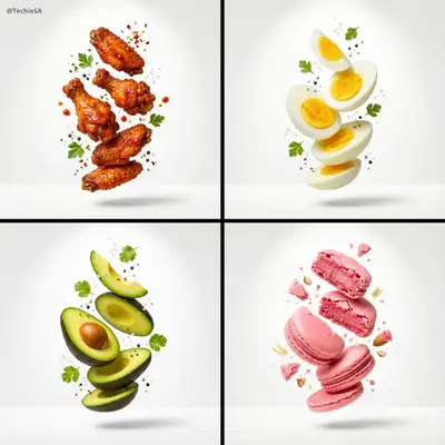 Levitating food advertising template with clean studio background