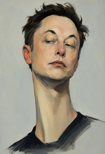 Minimalist oil painting portrait series of public figures