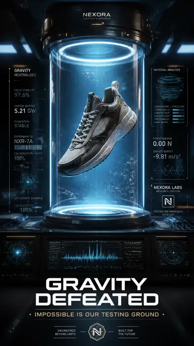 Gravity Defeated luxury sneaker advertising poster