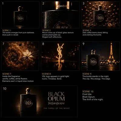YSL Black Opium Luxury Fragrance Commercial Prompt