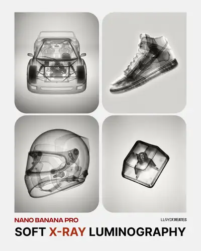 Luminographie aux rayons X en noir et blanc doux de tout objet