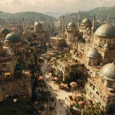 Cinematic Aerial View of Ancient Ottoman Empire