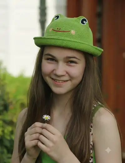 Whimsical Frog Hat Portrait Series