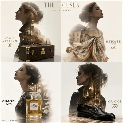 4-panel luxury fashion house editorial cover