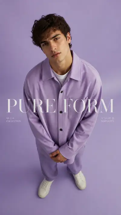 Luxury editorial campaign portrait titled Pure Form