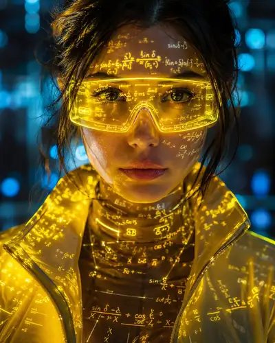 Futuristic Cyber-Aesthetic Portrait with Neon Glasses