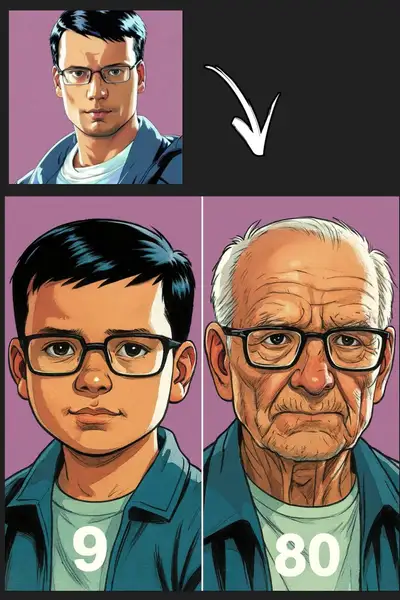 Age Progression Split Image Prompt