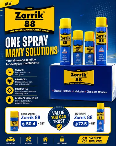 Product flyer with pricing callouts for Zorrik variants