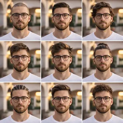 3x3-Raster-Collage zum Vergleich von Männerfrisuren