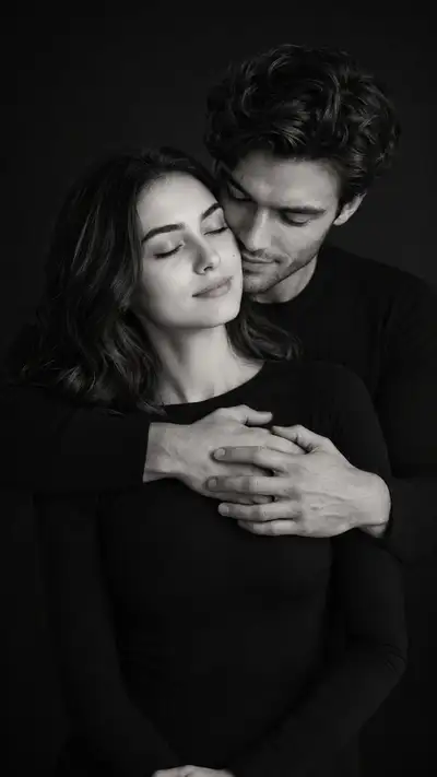 Retrato de pareja en blanco y negro ultra realista