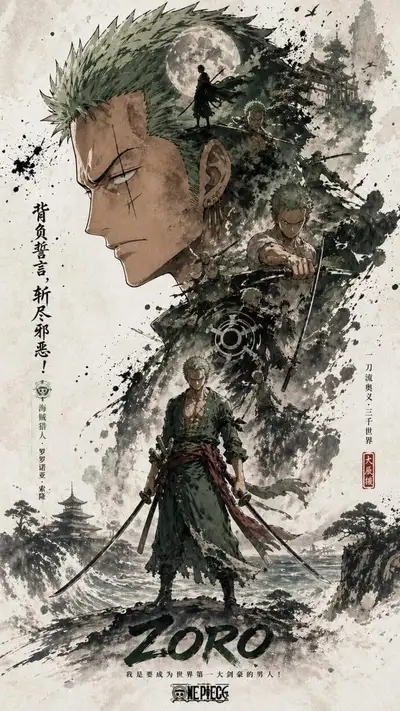 Oriental silhouette double-exposure narrative poster