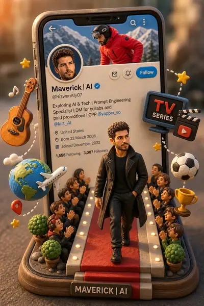 3D-isometrisches Miniaturdiorama aus Profilbild