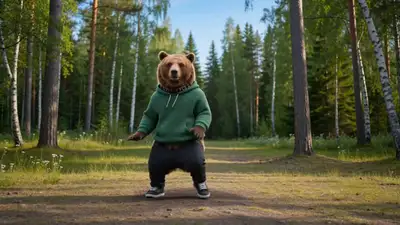 Ours animé dansant dans la forêt