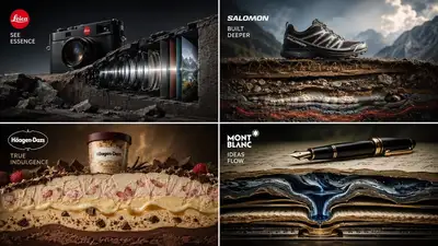 Modelo publicitário de corte transversal de produto