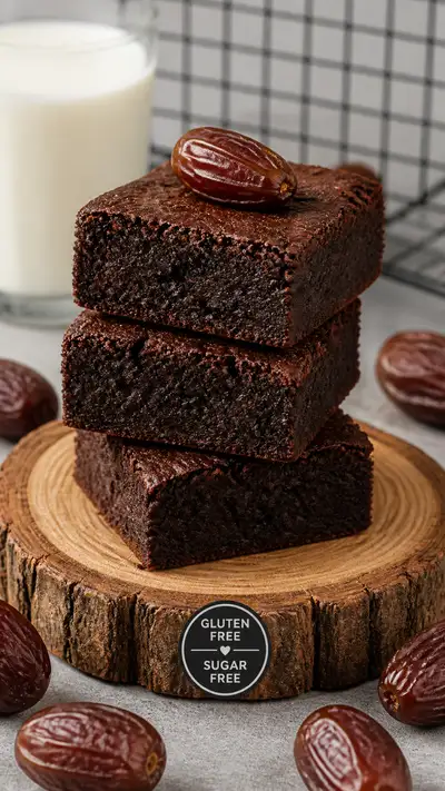 Stacked gluten-free brownies food photography