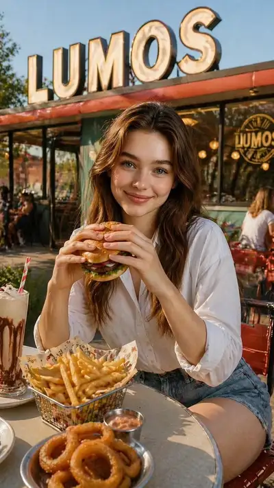 Golden-Hour Burger Restaurant Lifestyle Photo