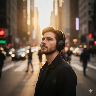 Cinematic Urban Portrait with Headphones
