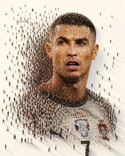 Menschenmenge-Mosaikporträt einer Fußballlegende