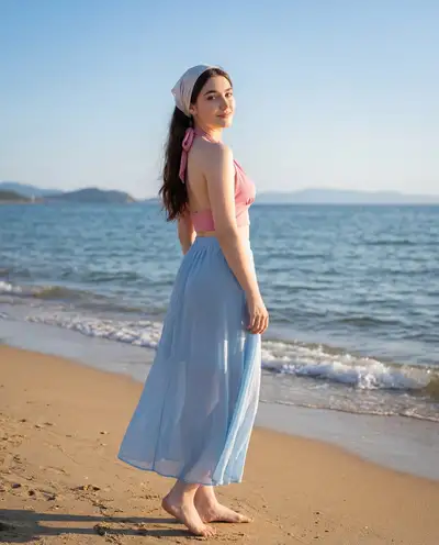 Photorealistic Beach Portrait with Identity Lock