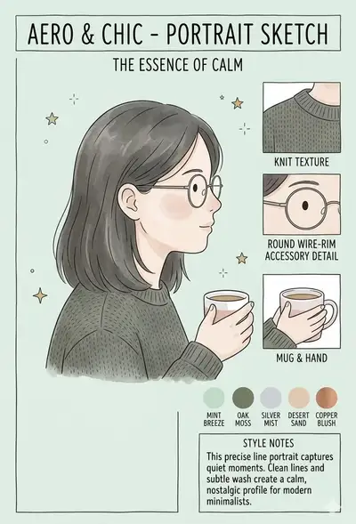Aero & Chic Minimalist Character Portrait Sketch Sheet