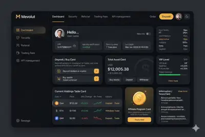 Premium Fintech Crypto Trading Dashboard UI Mockup