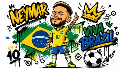 Chibi Vector Caricature of Neymar Jr in Brazil Kit