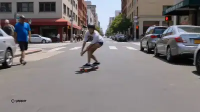 High-Speed Urban Skateboarding Video Prompt