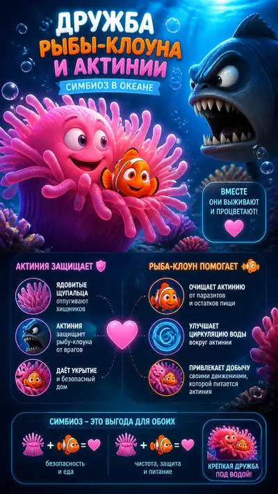 Clownfish and Sea Anemone Friendship Infographic
