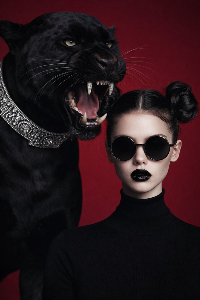 High-Fashion Editorial Portrait with Black Panther
