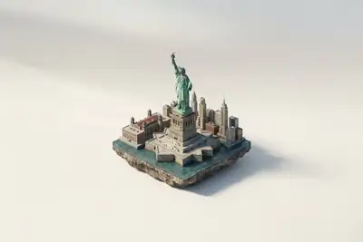 Miniature isometric diorama of a famous landmark