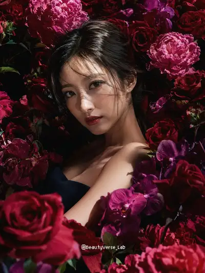 Cinematic Floral Portrait of Japanese Beauty
