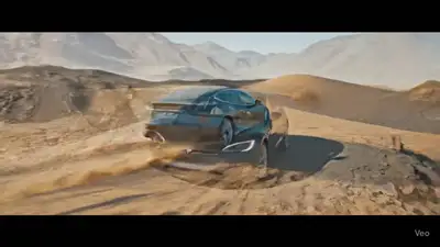Veo3 Cinematic Tesla Landscape Ad Prompt