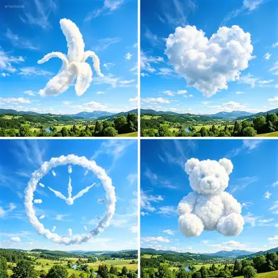 Cloud formation shaped like an object in blue sky