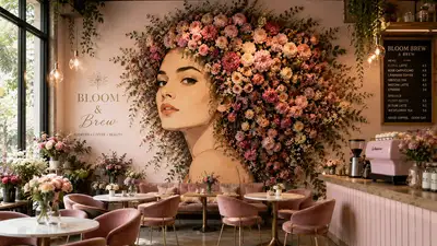 Café-Wandbild mit skulpturaler Haar-Installation, Vorlage