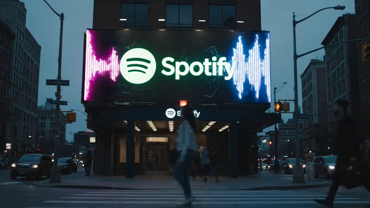 Audio-reactive Spotify billboard animation, Veo 3 JSON prompt