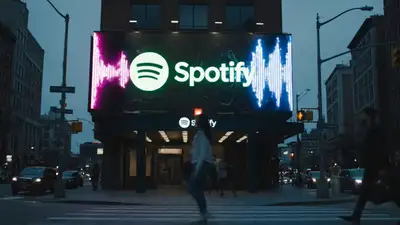 Audio-reactive Spotify billboard animation, Veo 3 JSON prompt