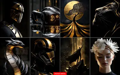 Gold Black Stormtrooper Midjourney Prompt