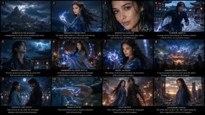 Cinematic Korean Fantasy Drama: 12-Frame Storyboard