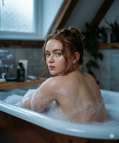 Photorealistic Snow Bath Portrait
