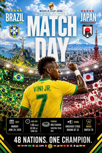 Affiche de diffusion de match de football avec joueur vedette et skyline