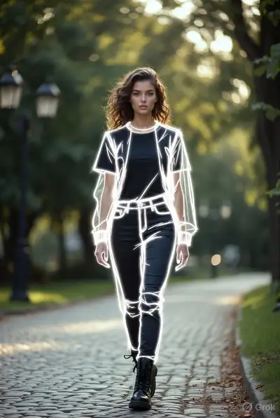 Photorealistic Fashion Poster with Sketch Overlay