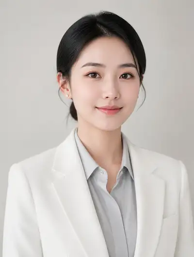 Prompt für professionelles Porträt einer asiatischen Frau mit rundem Gesicht